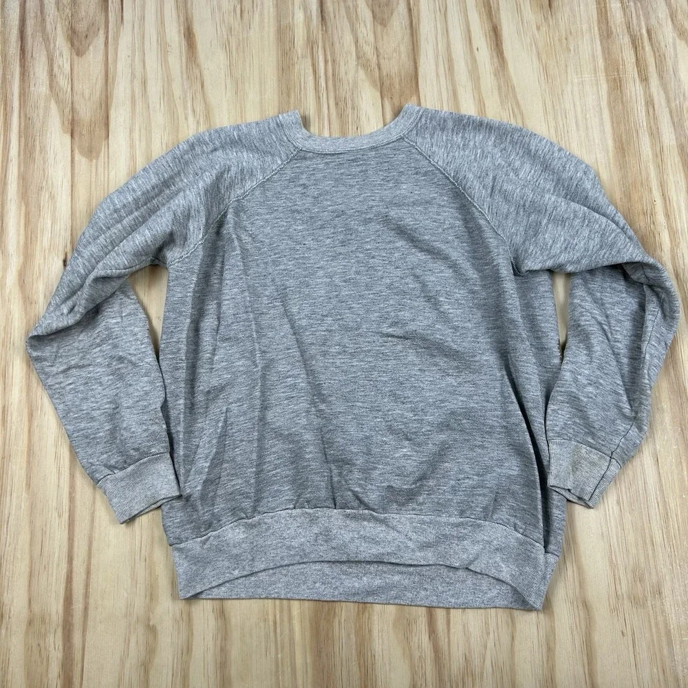 Vintage 80s Women's Small Gray Hand Painted Tiger Crewneck Sweatshirt Retro